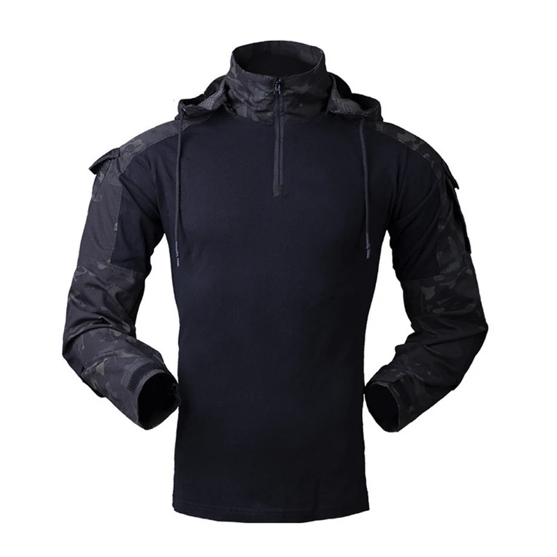 Tático com Capuz Militar do Exército Treinamento de Combate Esporte ao ar Camo Uniforme Camisa cs Campo Tiro Topos Livre Caminhadas Camisas Gen3 fã