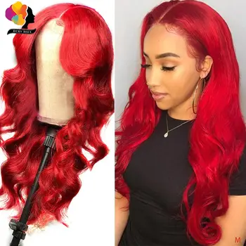 

Red Wig Human Hair 13*4 Lace Front Wig Brazilian Body Wave Lace Front Human Hair Wigs Remyblue Remy Pre Plucked Hairline 150%