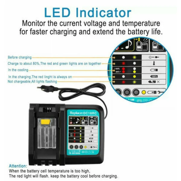 Быстрое зарядное устройство 14 в/18 в DC18RA \ RC 3A Быстрая зарядка для Makita BL1860 BL1430