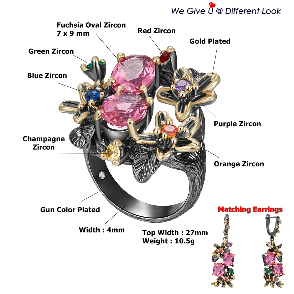 Crystal Rings Engagement Rings Zircon Rings Stone Rings Fashion Rings Finger Rings CZ Ring for Women Engagement Party Vintage Flower