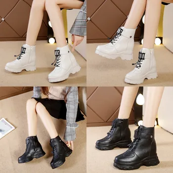 

CHIMIZHAI Boots Woman Heels 9CM Shoes Women Ankle Boots Autumn Platform Sneakers Spring Shoes Motocycle Boots WY606