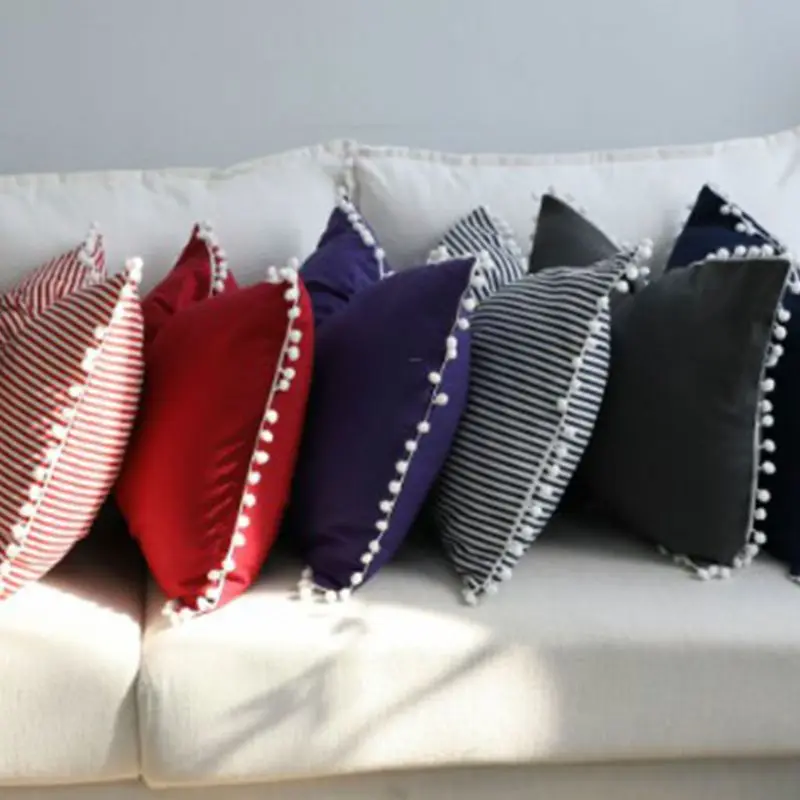 43x55CM Nordic Style Bowknot Shaped Sofa Decorative Throw Pillow Back Cushion Cute Pompom Ball Trim Home Car Decoration Gift