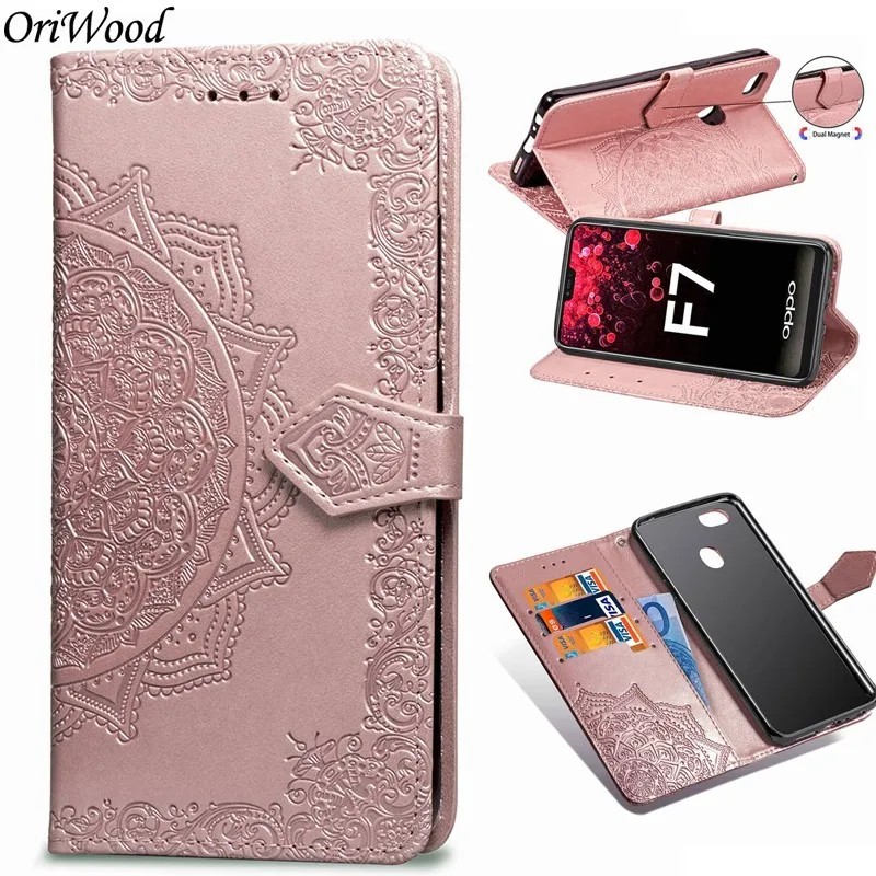 Чехол книжка с изображением мандалы для OPPO F7 кожаный чехол тисненой мандалой A5 A3