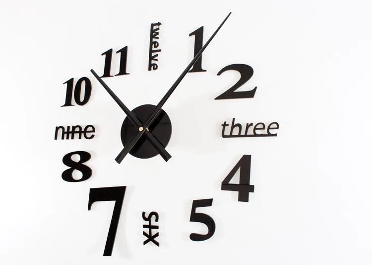 DIY Wall Clock Modern Design Living Room Decoration 3D Stickers Watch Wall Clocks Home Decor Silent
