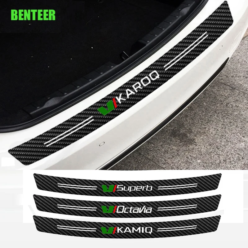 Наклейка на задний бампер из углеродного волокна для Skoda MK2 Kamiq Fabia Rapid Kodiaq Octavia Superb