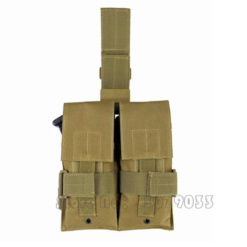 Tactical Drop Leg Double Magazine Bag Mag Pouch Holder Rifle Magazine Ammo Bag for 5.56.223 Paintball Airsoft