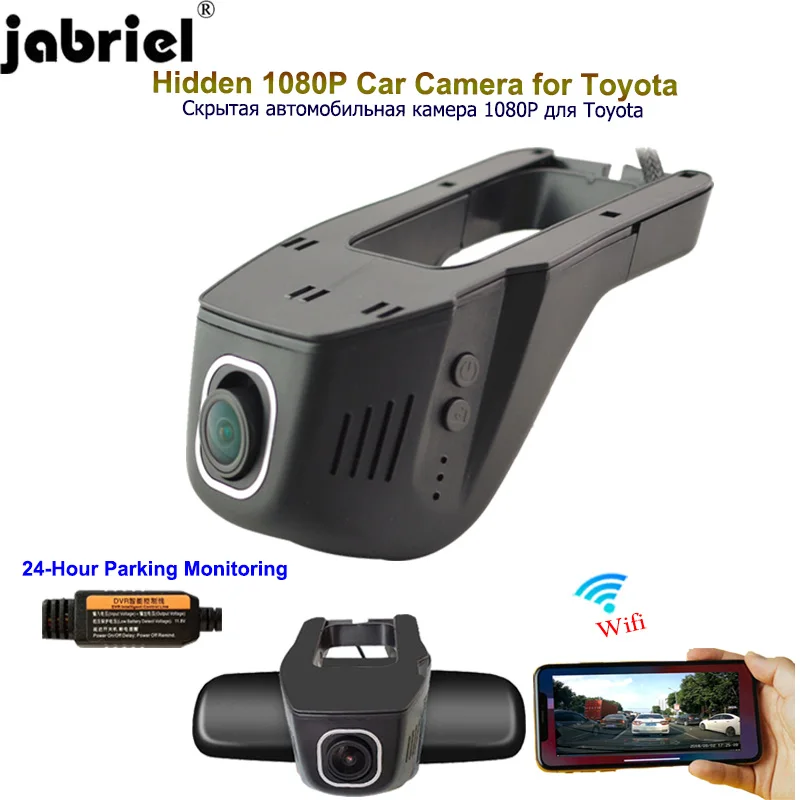 Jabriel 1080P dash cam скрытая Wi-Fi камера для машины dvr 24 часа рекордер камера заднего вида для toyota corolla rav4 avensis t25 yaris chr