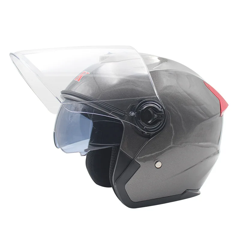 Electric motorcycle helmet double lens half- covered move cool half helmet hard hat four seasons universal anti- fog
