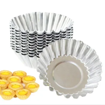 

10pcs Nonstick Ripple Aluminum Alloy Egg Tart Mold Flower Shape Reusable Cupcake and Muffin Baking Cup Tartlets Pans