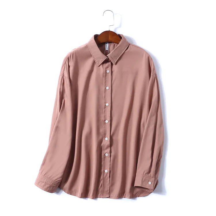 

Spring Clothing New Style CHIC Europe And America Fold-down Collar BF Shirt Versatile Loose-Fit Long-sleeve Blouse Thin Tops Wom