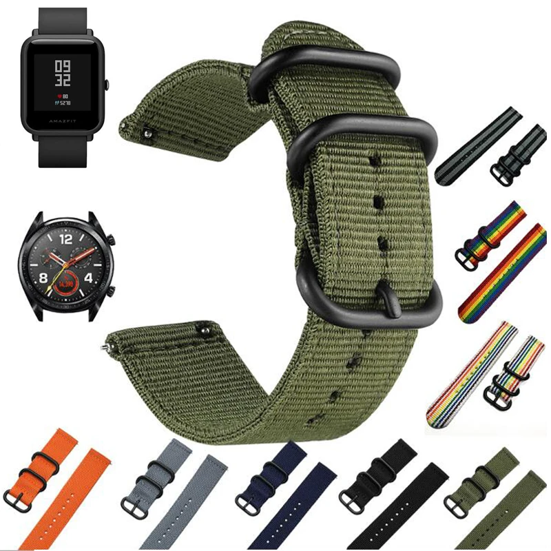 

Canvas Nylon loop Strap for Samsung Galaxy46mm Smart Watch WristStrap for Amazfit Bip Youth for Huawei Watch GT Honor Magic band