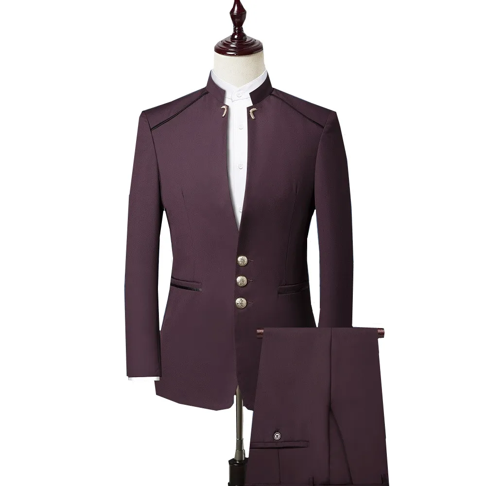 (Блейзер + брюки жилет) 2019 Новый однобортный мужской костюм из 3 предметов
