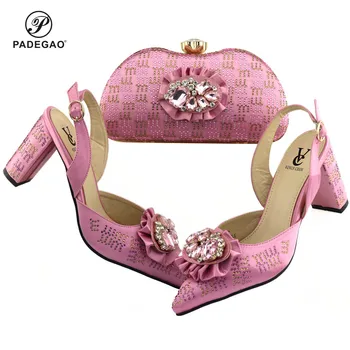 

New Italian Ladies Shoes and Bags To Match Set Decorated with Rhinestone African Shoe and Bag Sets Italian Elegant Party Pumps