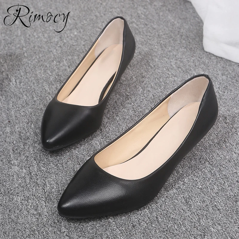 

Rimocy Women's Soft Leather Office Shoes 3cm/5cm Thin Heels Pointed Toe Pumps Women Casual Black Work Shoes Woman Size 33-41