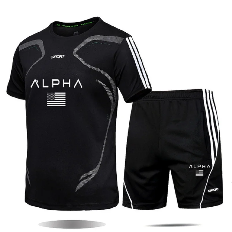 

Summer new men's sports T-shirt + shorts suit quick-drying sportswear men's suit 2020 men's clothing fitness jogger 2 piece set