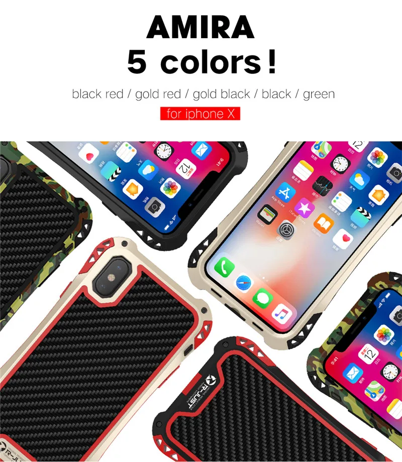 Водонепроницаемый чехол Xr для iPhone Xs, чехол из углеродного волокна, металлический чехол для iPhone Xs Max X Xr 5 5S SE 6 6S 7 8 Plus XS Funda