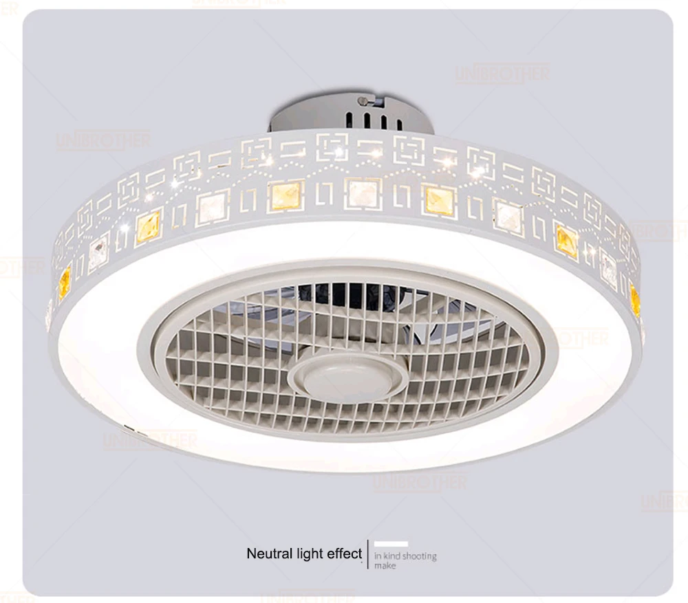 Умный современный потолочный вентилятор 50 см, вентиляторы для столовой, спальни, гостиной, лампы с дистанционным управлением, Невидимые Светильники, освещение
