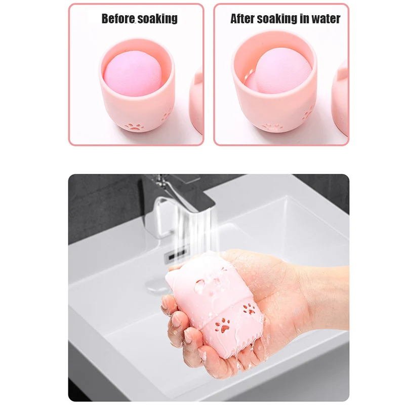 Makeup Sponge Holder Soft Silicone Cosmetics Blender Powder Puff Drying Holder Case 998