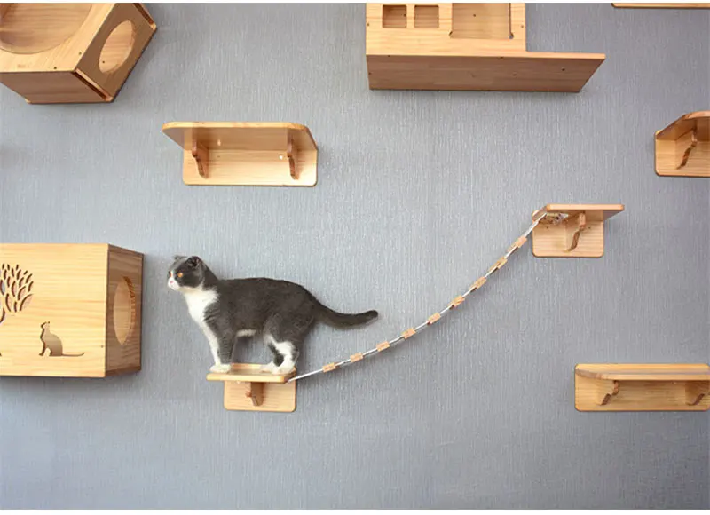 Кошачий мост деревянная подвесная платформа настенная мебель для домашних животных кошка дерево когтеточка из сизаля настенное гнездо для котенка лазание для домашних животных