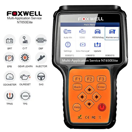 FOXWELL NT650 OBD2 автомобильный Сканер Поддержка ABS подушки безопасности SAS EPB DPF Сброс масла