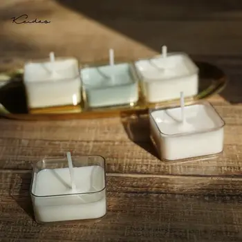 

Plastic Square shape Tealight candle holders 100 pcs with wick For DIY Candle Making