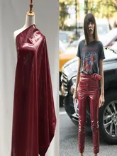  Wine red patent with hard package bright surface pu leather fabric dress coat diy textiles elastic tissu cloth fabric C943 