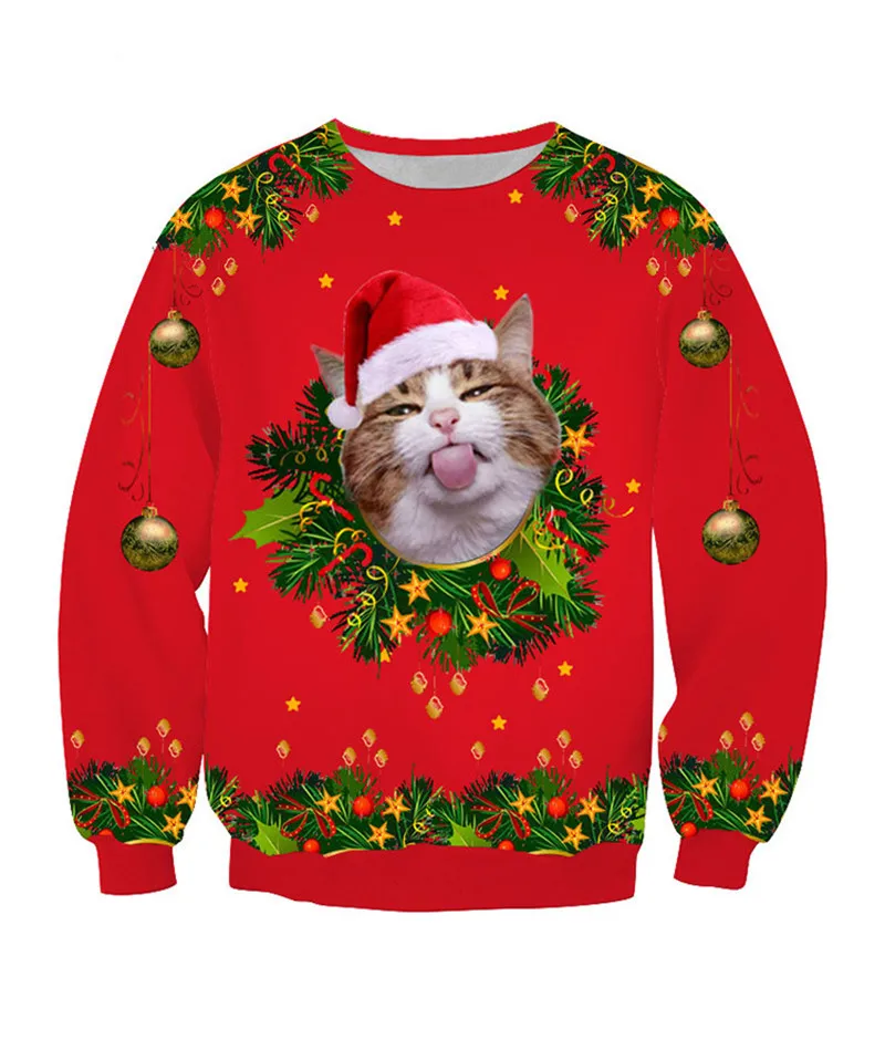 Унисекс, Уродливый Рождественский свитер, 3D принт, забавная Рождественская Толстовка с капюшоном, пуловер, Толстовка для мужчин и женщин, осенне-зимние свитера, джемперы, топы, 3XL - Цвет: GK105