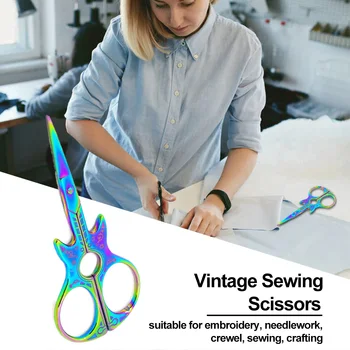 

Classic Guitar Embroidery Scissors Stainless Steel Sharp Tip Scissors Sewing Tool for DIY Crafts Art Work Handmade Projects