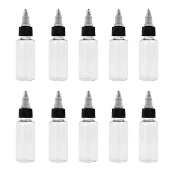 

10pcs/lot 30ml Plastic Twist Cap Empty Tattoo Ink Pigment Clear Transparent Bottle Tattoo Supply Non-Spray Tattooing Accessories