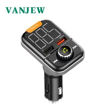 

VANJEW Wireless Radio Adapter Blutooth 5.0 FM Transmitter FM Transmitter QC3.0 Dual Car Charge Hands-Free Calling Car MP3 Player