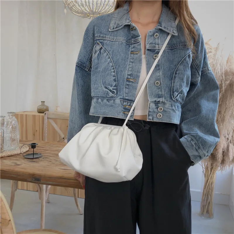 Soft Cloud PU Leather Women Handbag New Dumpling Crossbody Bag Shell Light Weight Shoulder Messenger Bag Folds Clutch Bag