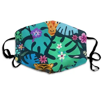 

Tiger And Giraffe Washable Reusable Mask, Cotton Anti Dust Half Face Mouth Mask For Kids Teens Men Women With Adjustable Ear