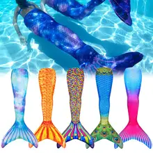 Летние Детские Девочки хвост русалки купальные костюмы для плавания Ласты