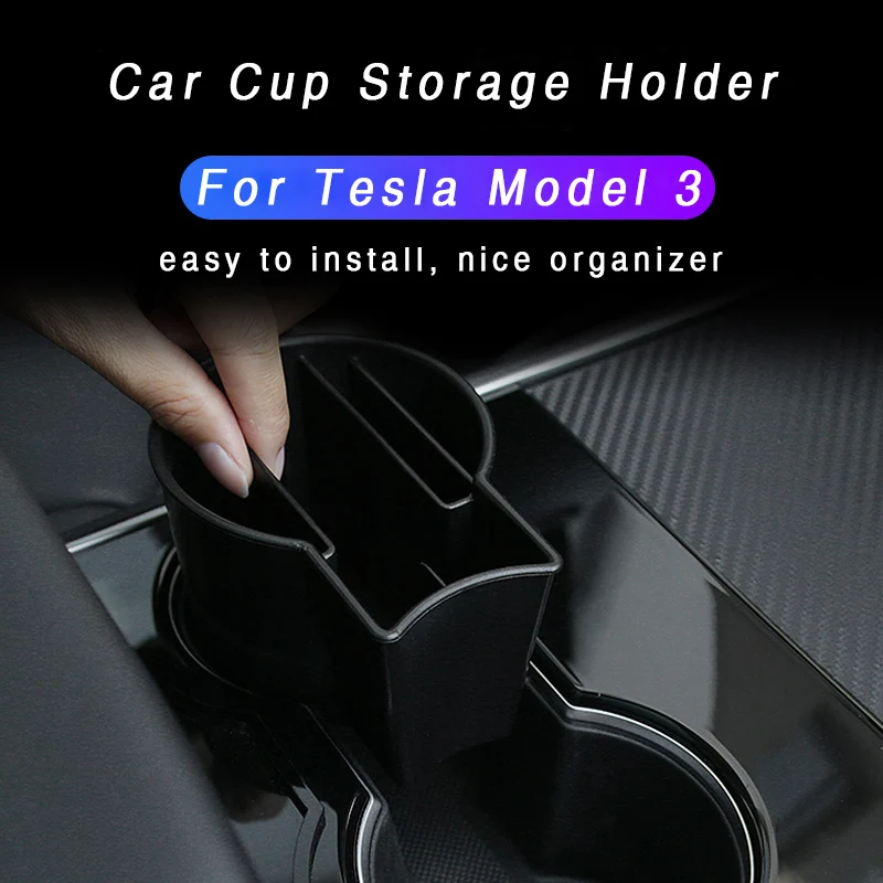 

ABS Car Cup Storage Slot Holder For Tesla Model 3 Center Control Card Mobile Phone Cigarette Organizer Interior decoration