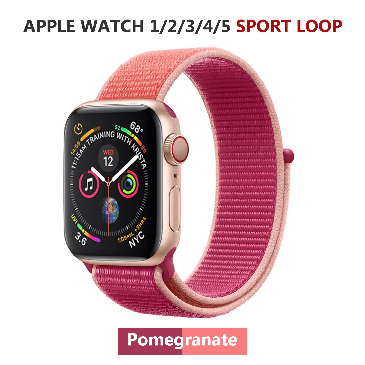 Спортивная петля нейлоновый ремешок для Apple Watch серии 5 40 мм 44 мм серия 4, браслет ремень нейлоновый тканый наручный ремешок для iWatch 38 42 - Цвет ремешка: Pomegranate