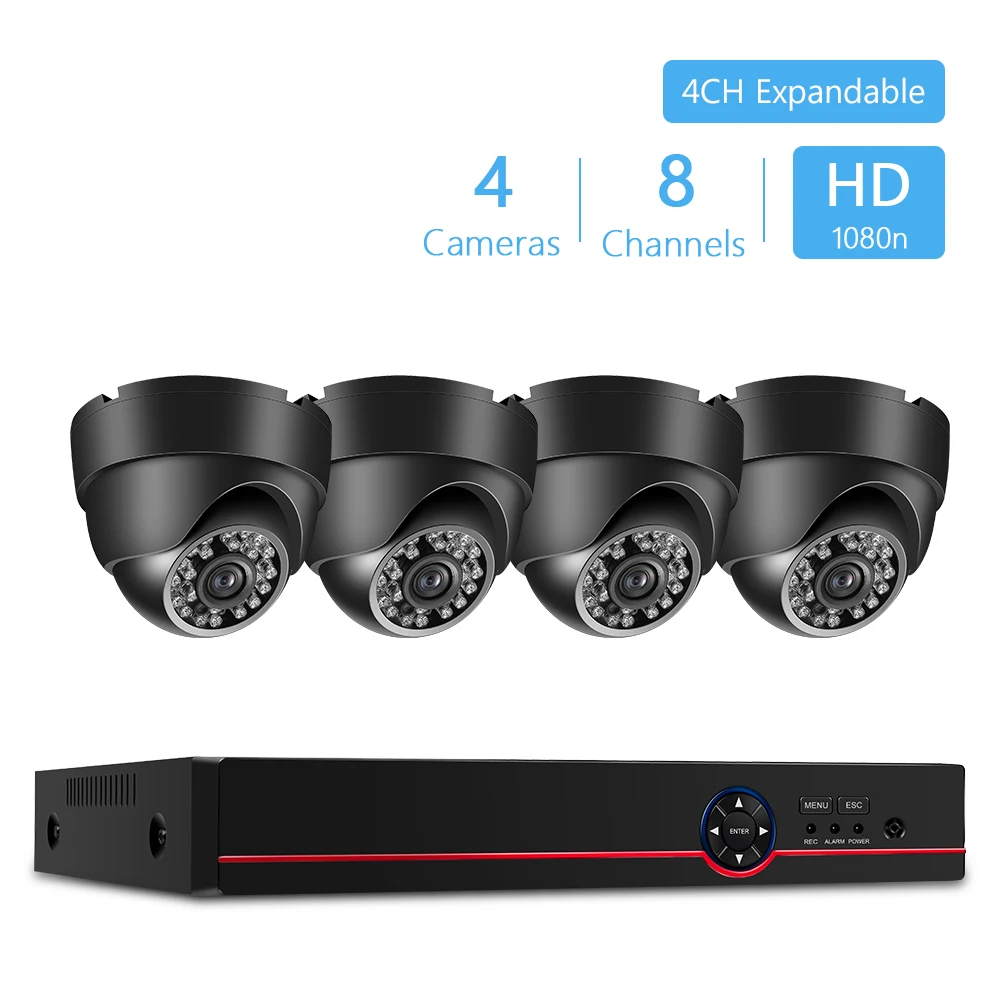 Kit 4 Цифровой видеорегистратор 4 канала+ 2 шт 1080P Всепогодная пулевидная камера Встроенный 24 шт Светодиодный фонарь супер водонепроницаемый - Цвет: Kit 4