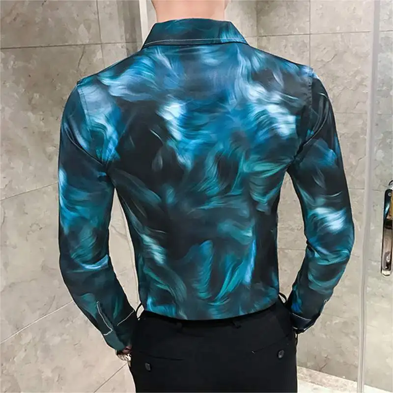 INCERUN, модная мужская одежда, рубашка с принтом, с отворотом,, длинный рукав, Camisa, фитнес, уличная одежда, Бизнес Стиль, повседневная, брендовая, рубашки для мужчин, S-3XL