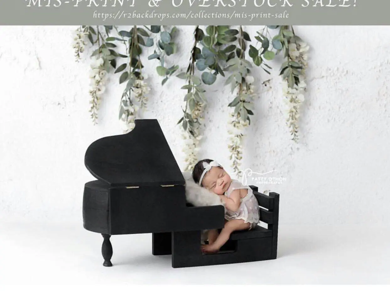 Newborn photography props retro literary style piano props baby hundred days party handmade custom studio photography retro resin crafts mini ornaments photography props camera