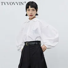 TVVOVVIN, плиссированная женская блузка, женская одежда,, отложной воротник, элегантная, свободная, длинный рукав, маленькая, свежая, облегающая, осенняя рубашка L560