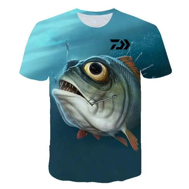 New T Shirt Summer Man Short Sleeve Fishing Clothing Outdoor Sport Breathable Fishing Clothes Men Beach Printed T-shirt Top - Color: K