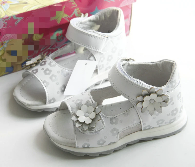 1pair girl back hard Genuine Leather Children Sandals Orthopedic,Super Quality Kids Summer Shoes