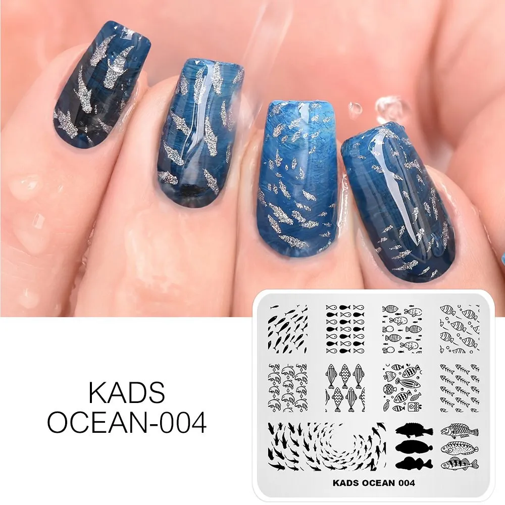 Ocean 004 Стемпинг 42 вариантов дизайна Прохладное лето цветы мода изображения Пластины для стемпинга Штамп для ногтей Трафареты для ногтей для маникюра Стэмпинг Дизайн ногтей - Цвет: Ocean 004