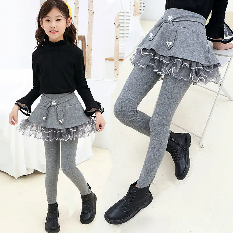 Kids Girls Legging Skirt-Pants Kid Girl Spring Autumn Leggings Children's Girls Skirt-pants Catton Pants for 3-9 Year Child