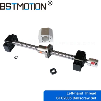 

Left hand thread ballscrew RM2005 Ball screw with SFU2005 Ballnut BK15 BF15 Support DSG20H Nut Housing Jaw coupling for cnc part