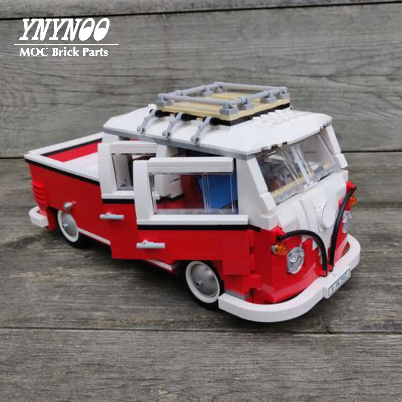 Moc T1 Doka Vw Truck Cars Modello Modificato Dal 10220 Camper Vw T1 Caravan Camping Trailer Bus Cars Building Block Bambini Giocattoli Fai Da Te