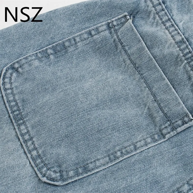 NSZ женские синие джинсы с завязками, Свободные повседневные штаны-шаровары, джинсовые брюки с высокой талией