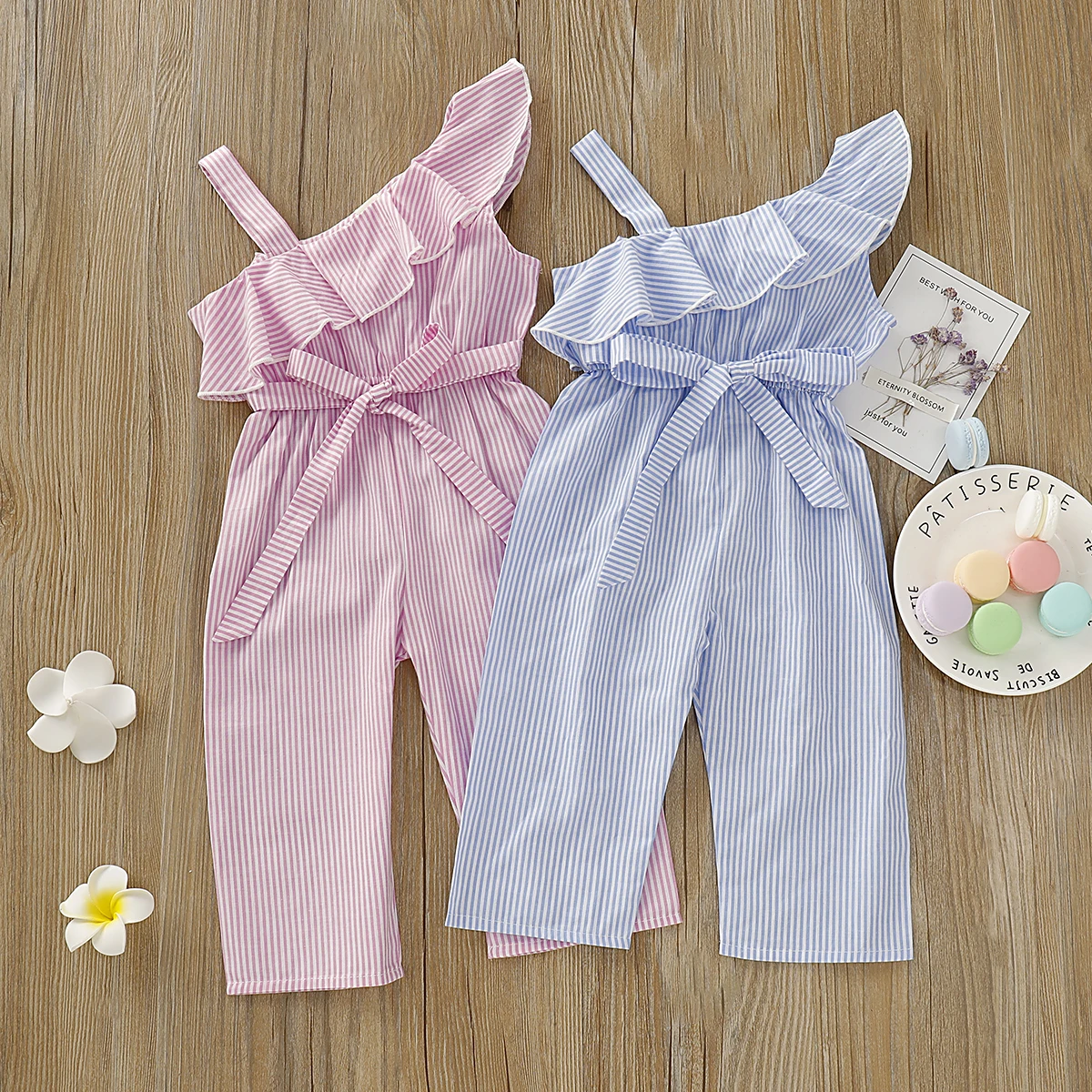 

Pudcoco Summer Toddler Baby Girl Clothes Off Shoulder Ruffle Cotton Striped Romper Jumpsuit One-piece Outfit Playsuit Summer