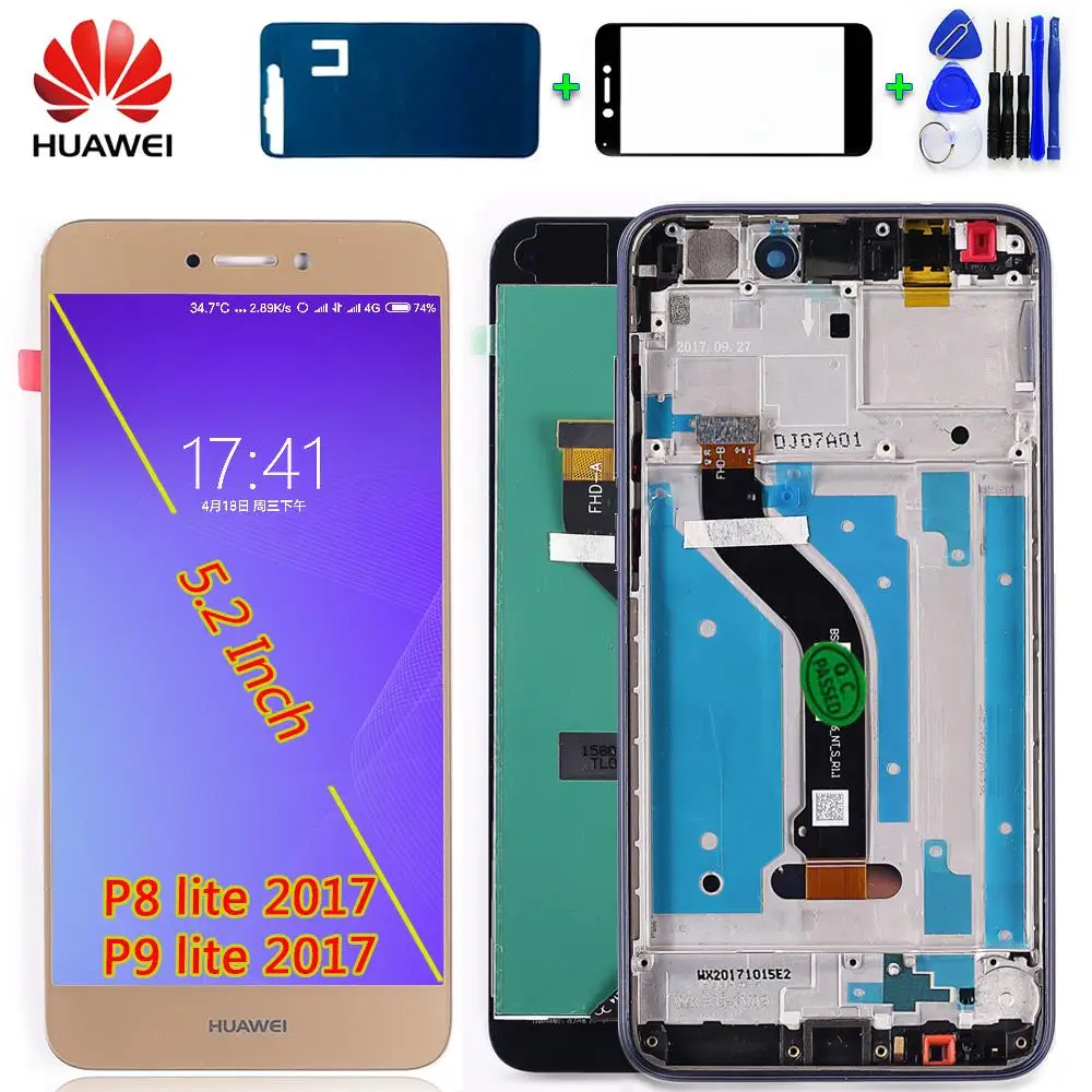 

For Huawei P9 lite 2017 LCD Display For Huawei P8 lite 2017 Digitizer Sensor Touch screen Assembly 5.2 inch 1920*1080 Frame with