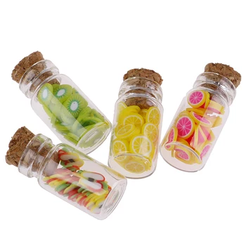 

1:12 Dollhouse Miniature Mini Fruit Slices Glass Bottle Storage Jar Wooden Lid Toy Doll Accessories