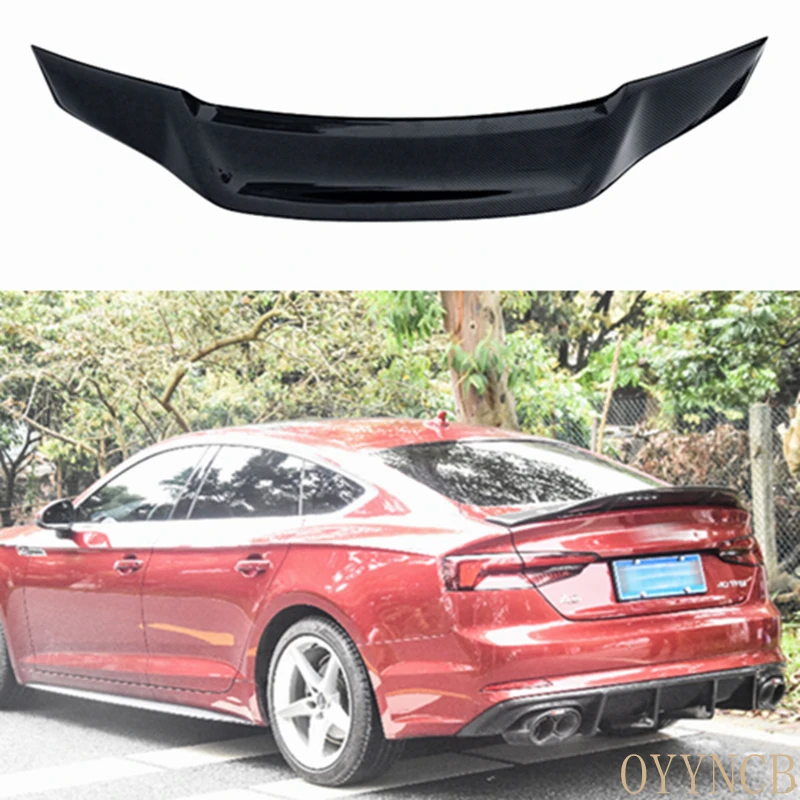 

R style carbon fiber spoiler rear bumper trunk lip 2017-2021 For Audi A5 S5 4-door 2 door rear boot spoiler splitter